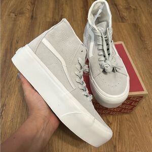 VANS sk8-hi top gray suede platform lace up shoes sneakers women’s 8.5 new